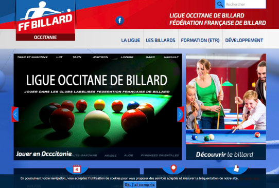 Capture d'écran site internet Ligue Occitane de billard